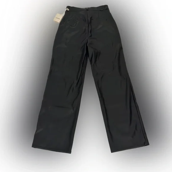 NWT Mother The High Waisted Tunnel Vision Sneak Wide Pleated Pants Faux Leather - Picture 8 of 12
